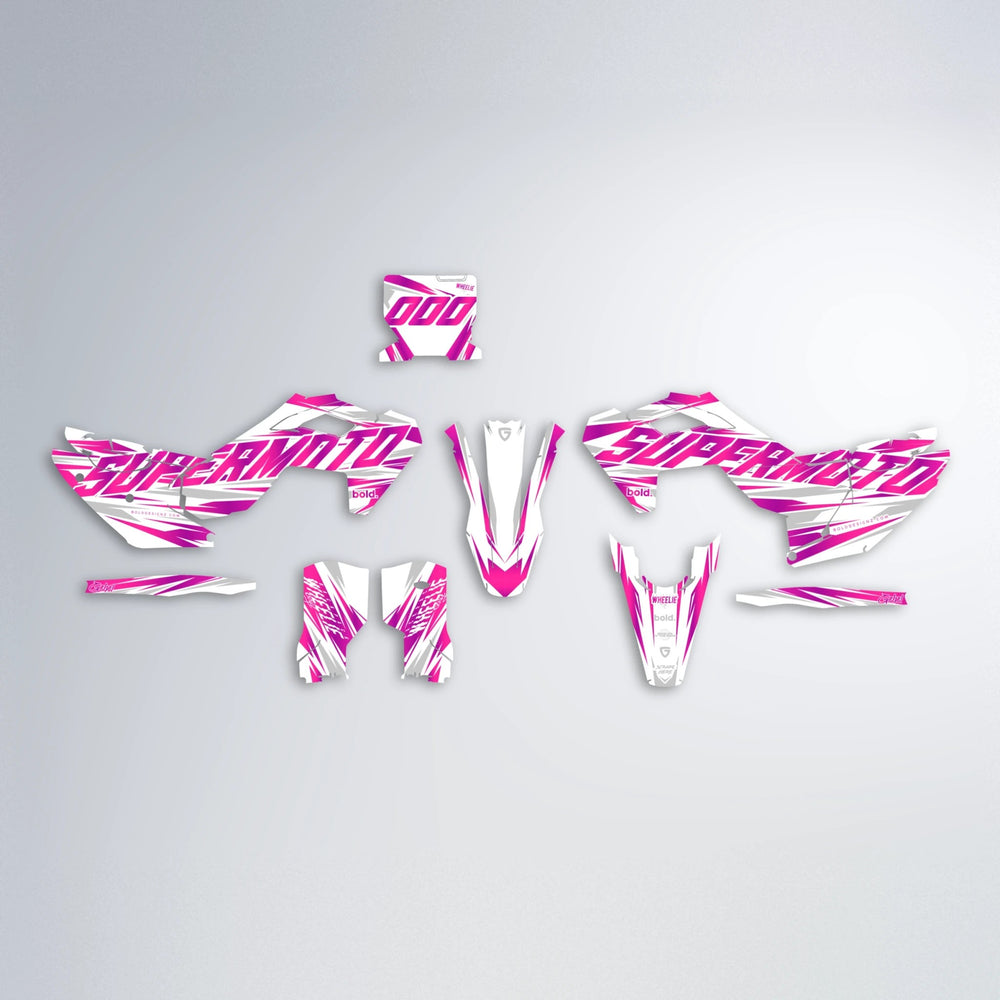 GEBEL V4 Husqvarna FE/TE graphics kit parts layout in Pink