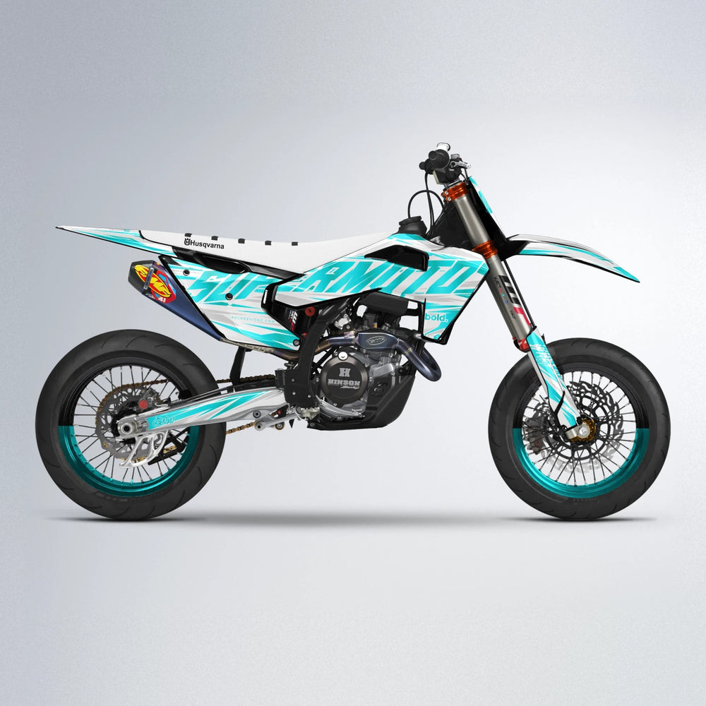 GEBEL V4 Husqvarna FE/TE supermoto graphics kit in Teal