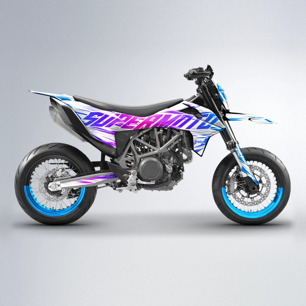 GEBEL V4 KTM SMC 690 supermoto graphics kit in Blue Purple Fade