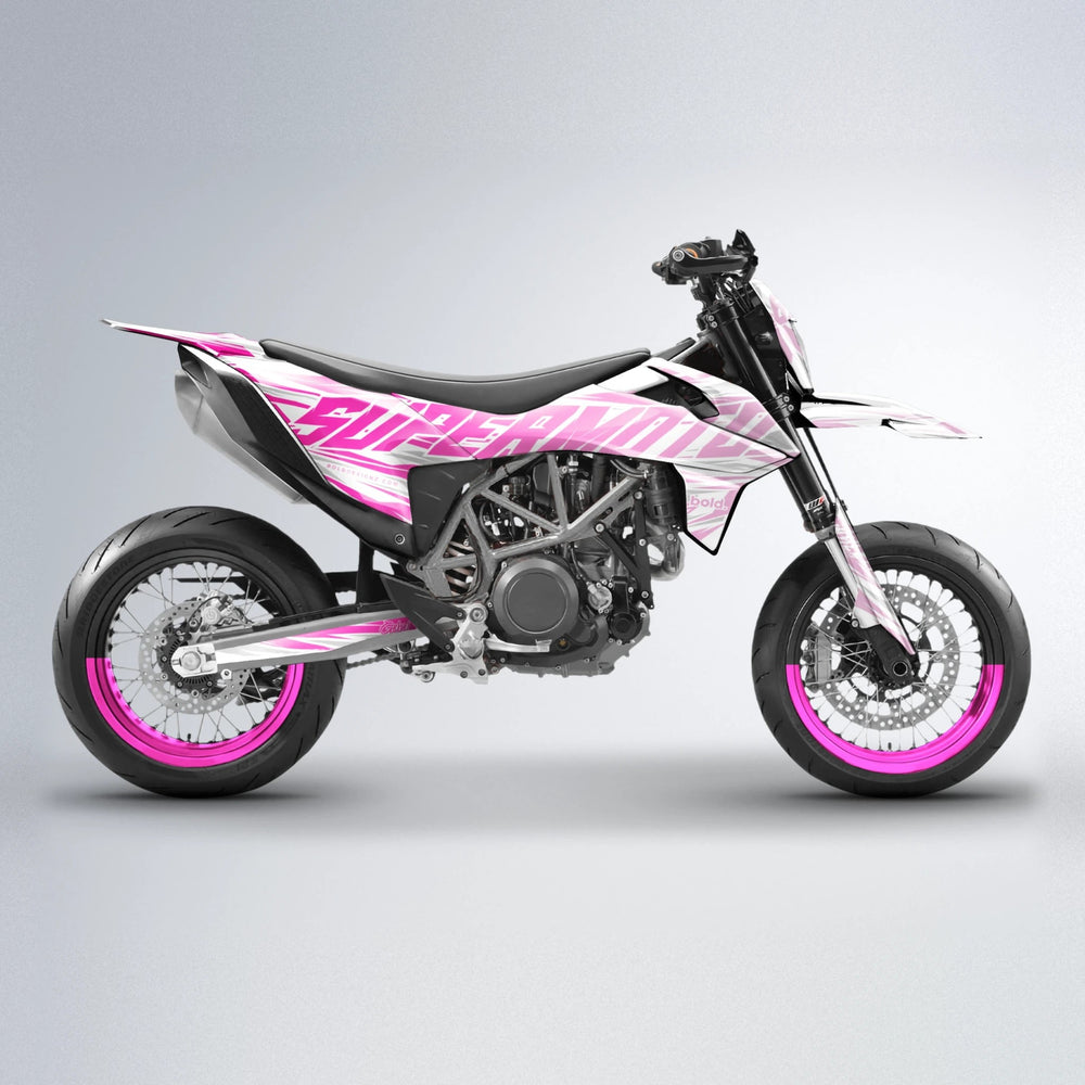 GEBEL V4 KTM SMC 690 supermoto graphics kit in Flamingo
