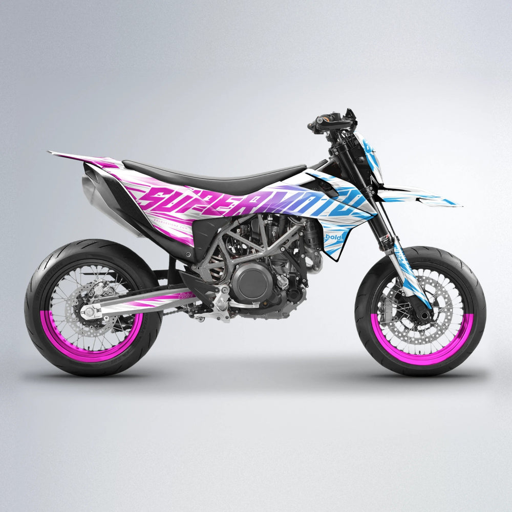 GEBEL V4 KTM SMC 690 supermoto graphics kit in Pink & Light Blue