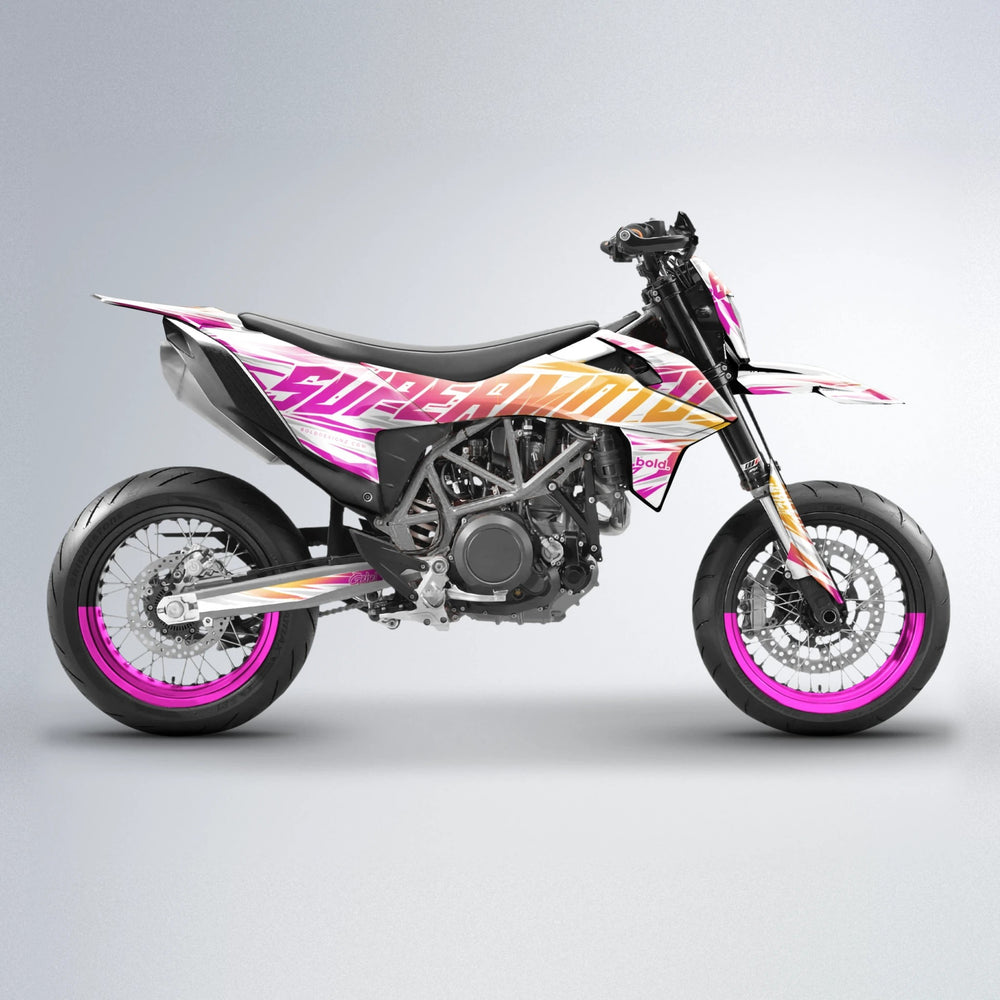 GEBEL V4 KTM SMC 690 supermoto graphics kit in Pink & Yellow