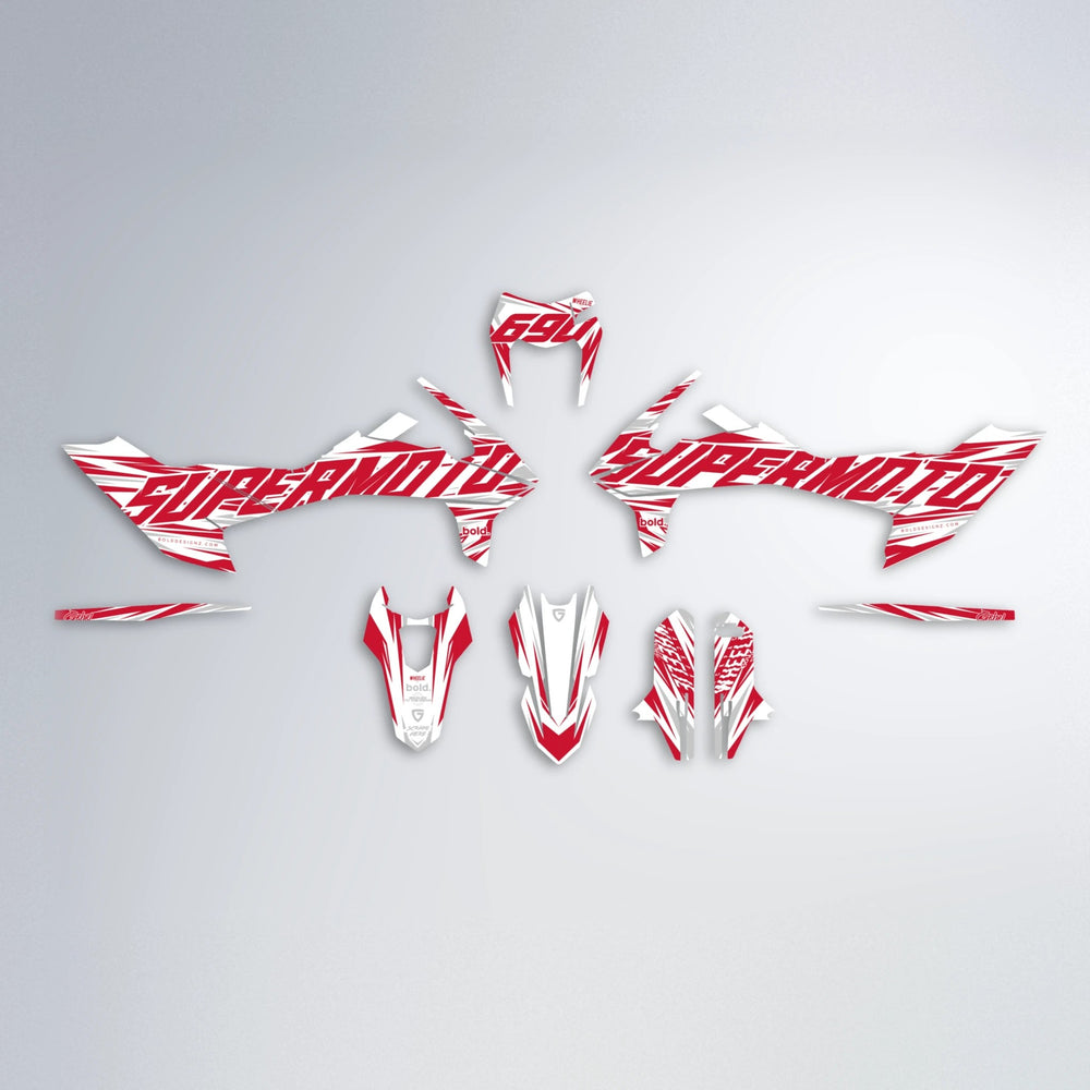 GEBEL V4 KTM SMC 690 graphics kit parts layout in Red