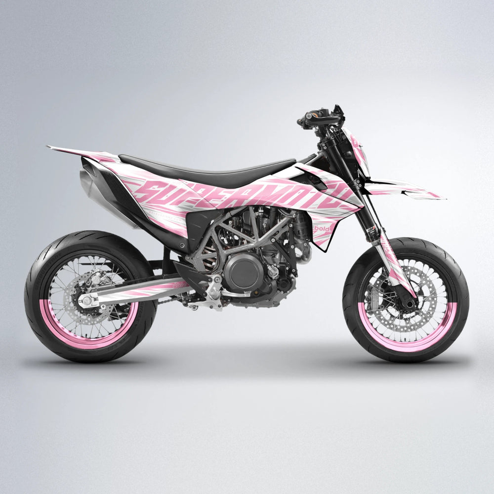 GEBEL V4 KTM SMC 690 supermoto graphics kit in Sakura Pink