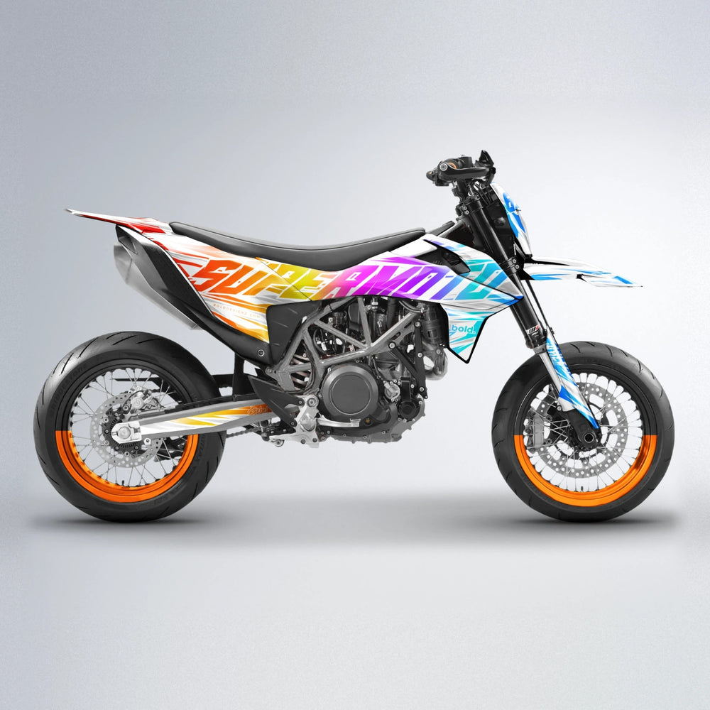 GEBEL V4 KTM SMC 690 supermoto graphics kit in Sunset Fade