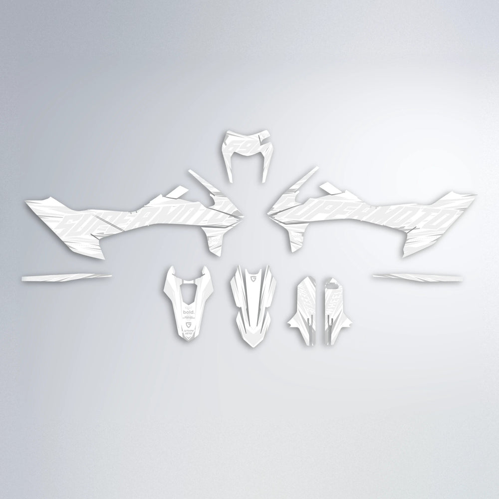 GEBEL V4 KTM SMC 690 graphics kit parts layout in White