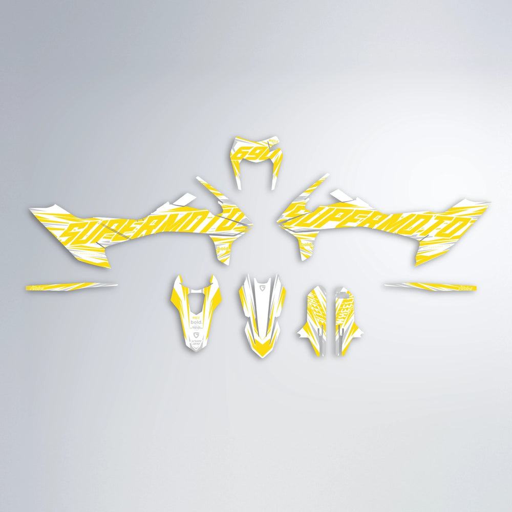 GEBEL V4 KTM SMC 690 graphics kit parts layout in Yellow