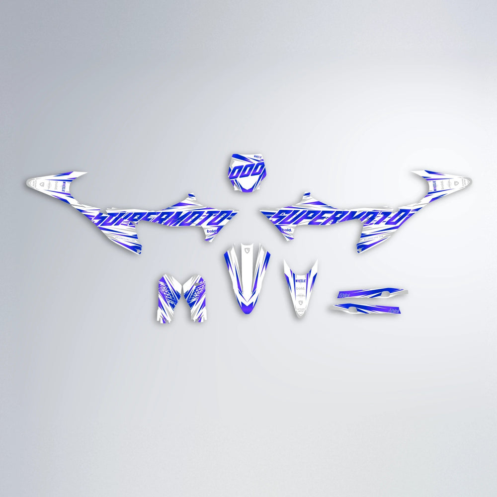 GEBEL V4 Stark Varg MX graphics kit parts layout in Blue