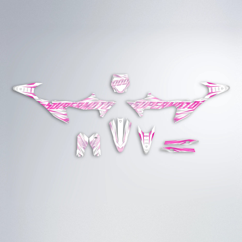 GEBEL V4 Stark Varg MX graphics kit parts layout in Flamingo