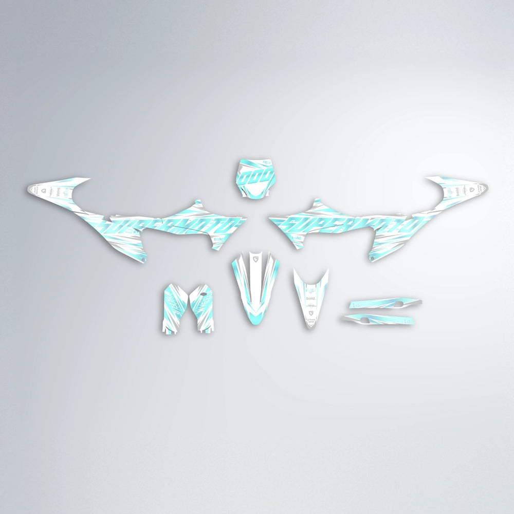 GEBEL V4 Stark Varg MX graphics kit parts layout in Mint