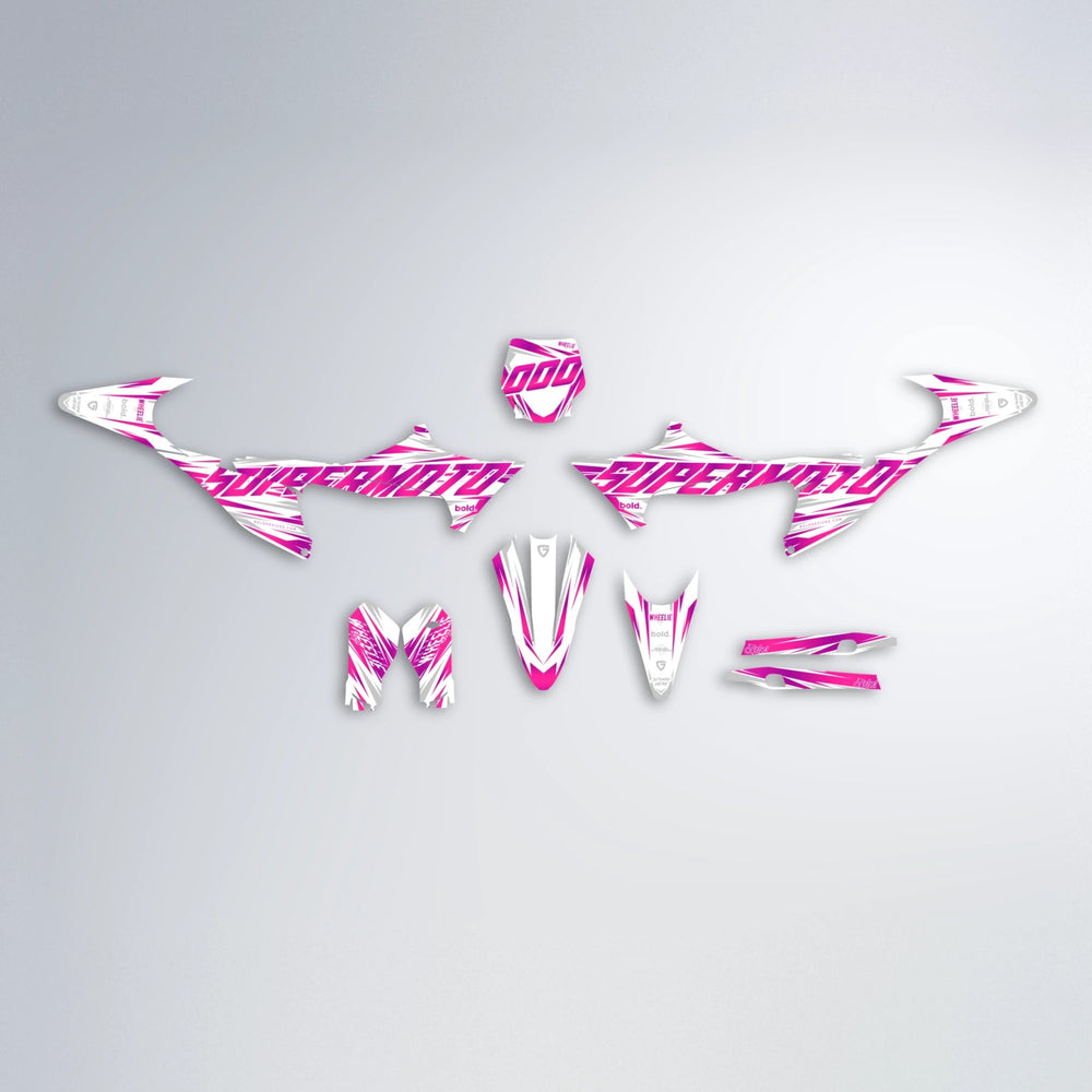 GEBEL V4 Stark Varg MX graphics kit parts layout in Pink