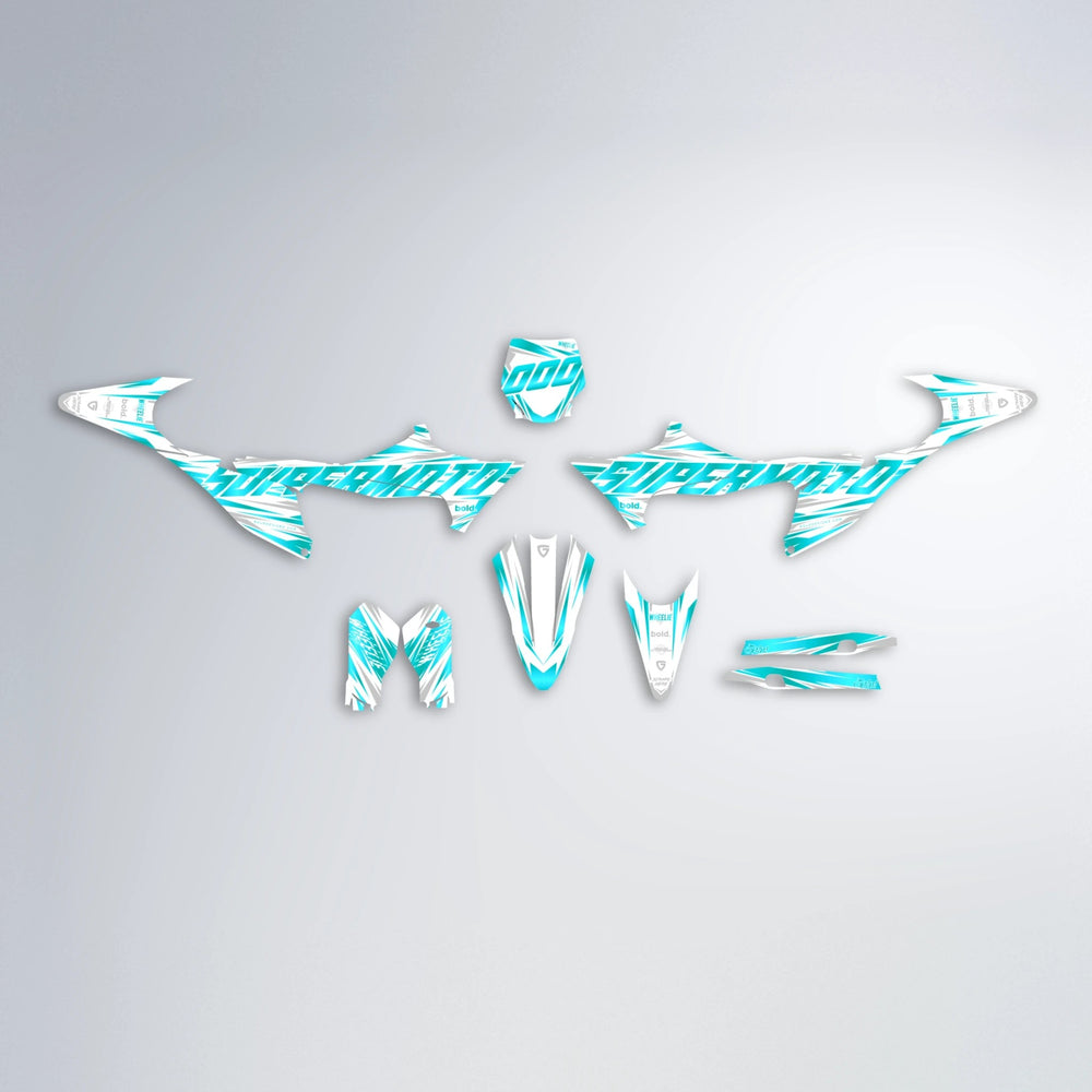 GEBEL V4 Stark Varg MX graphics kit parts layout in Teal