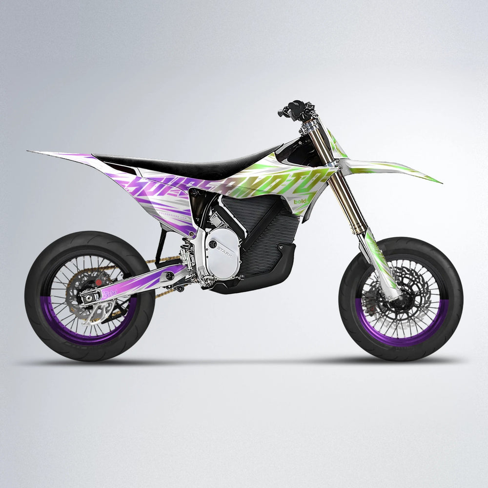 GEBEL V4 Stark Varg SM supermoto graphics kit in Purple & Yellow