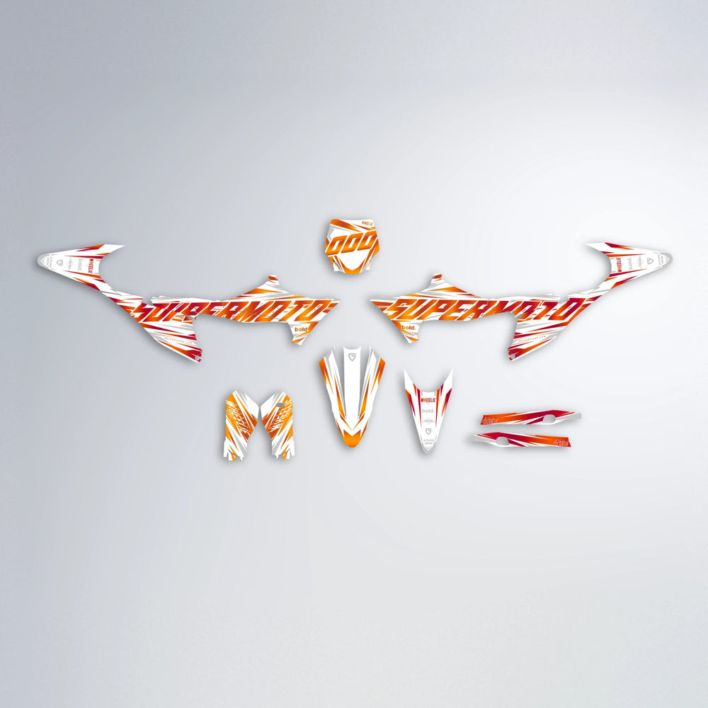 GEBEL V4 Stark Varg SM graphics kit parts layout in Red & Orange