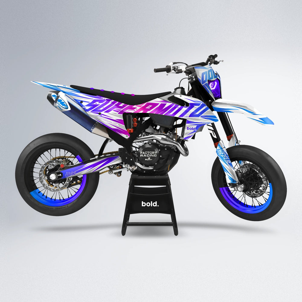 GEBEL V4 supermoto graphics kit in Blue Purple Fade
