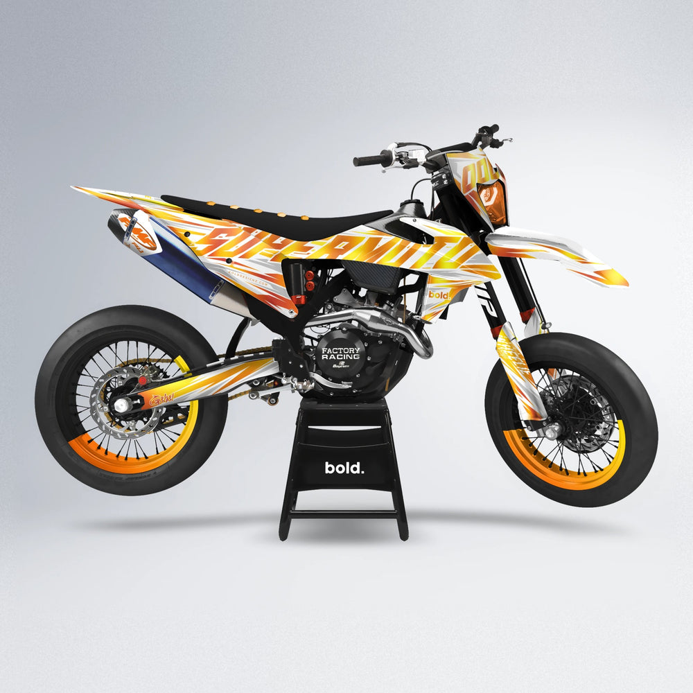 GEBEL V4 supermoto graphics kit in Orange & Yellow