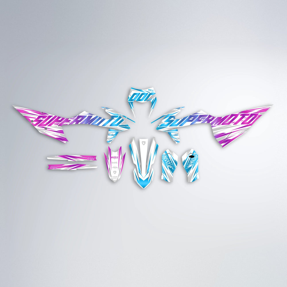 GEBEL V4 graphics kit parts layout in Pink & Light Blue