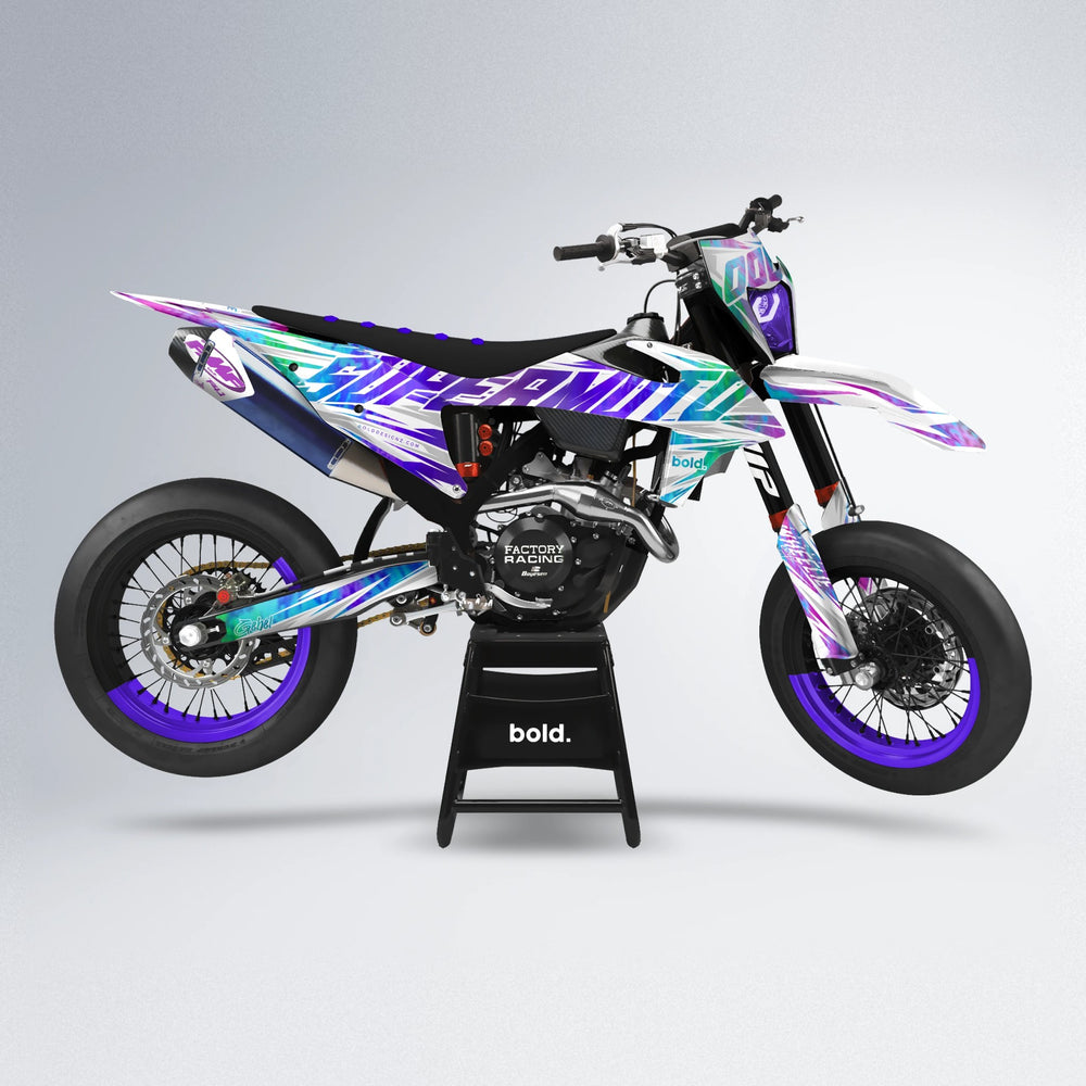 GEBEL V4 supermoto graphics kit in Purple Holo