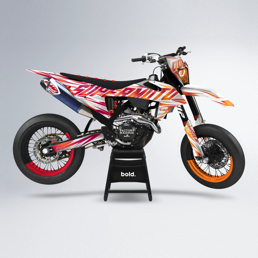 GEBEL V4 supermoto graphics kit in Red & Orange
