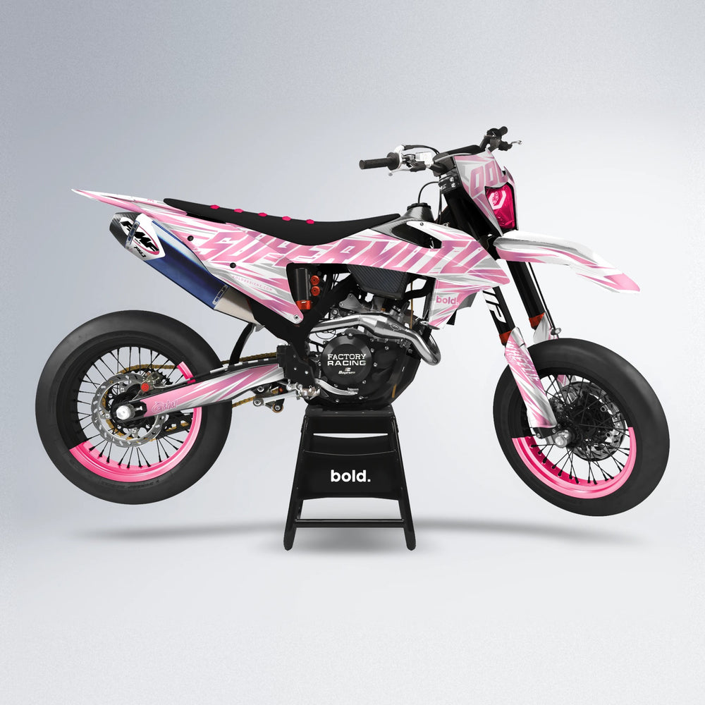GEBEL V4 supermoto graphics kit in Sakura Pink
