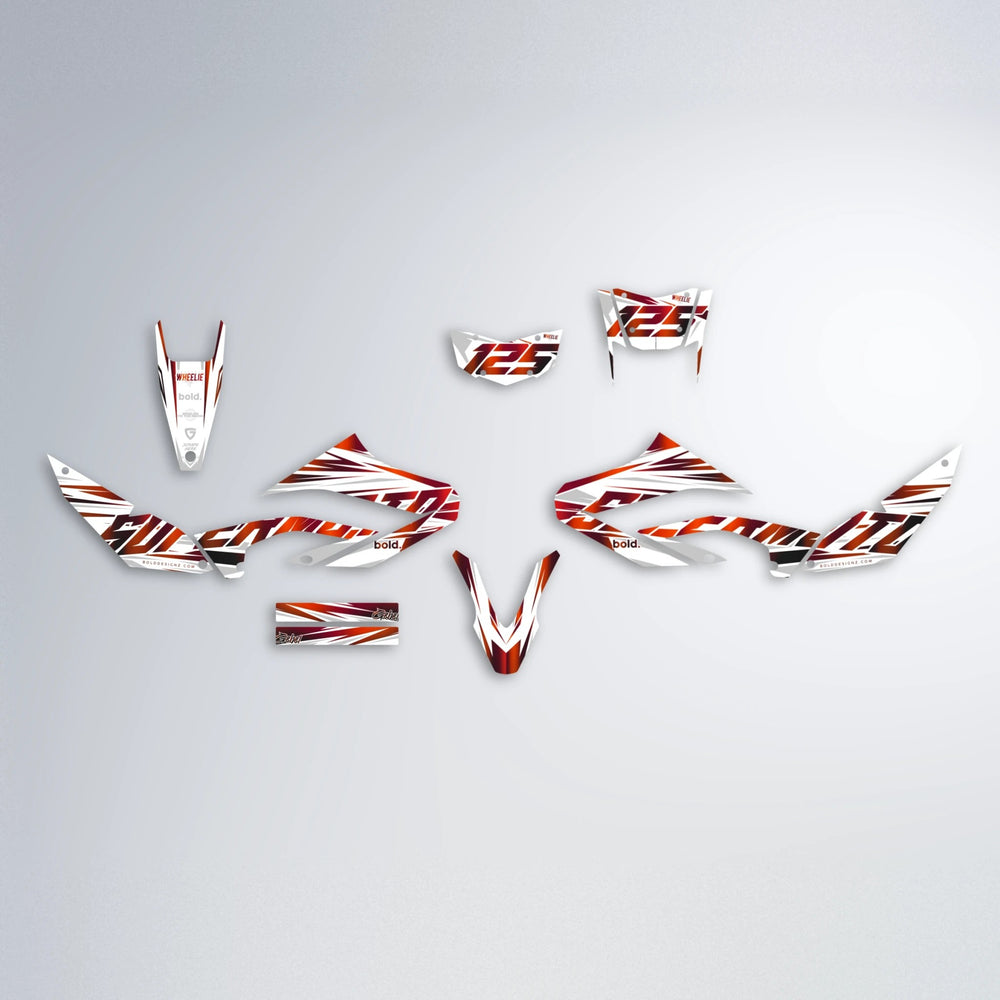 GEBEL V4 Yamaha WR 125X graphics kit parts layout in Black & Red