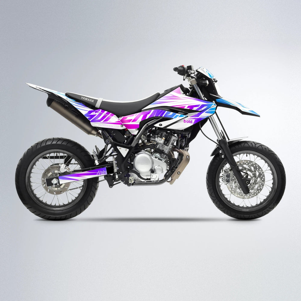 GEBEL V4 Yamaha WR 125X supermoto graphics kit in Blue Purple Fade