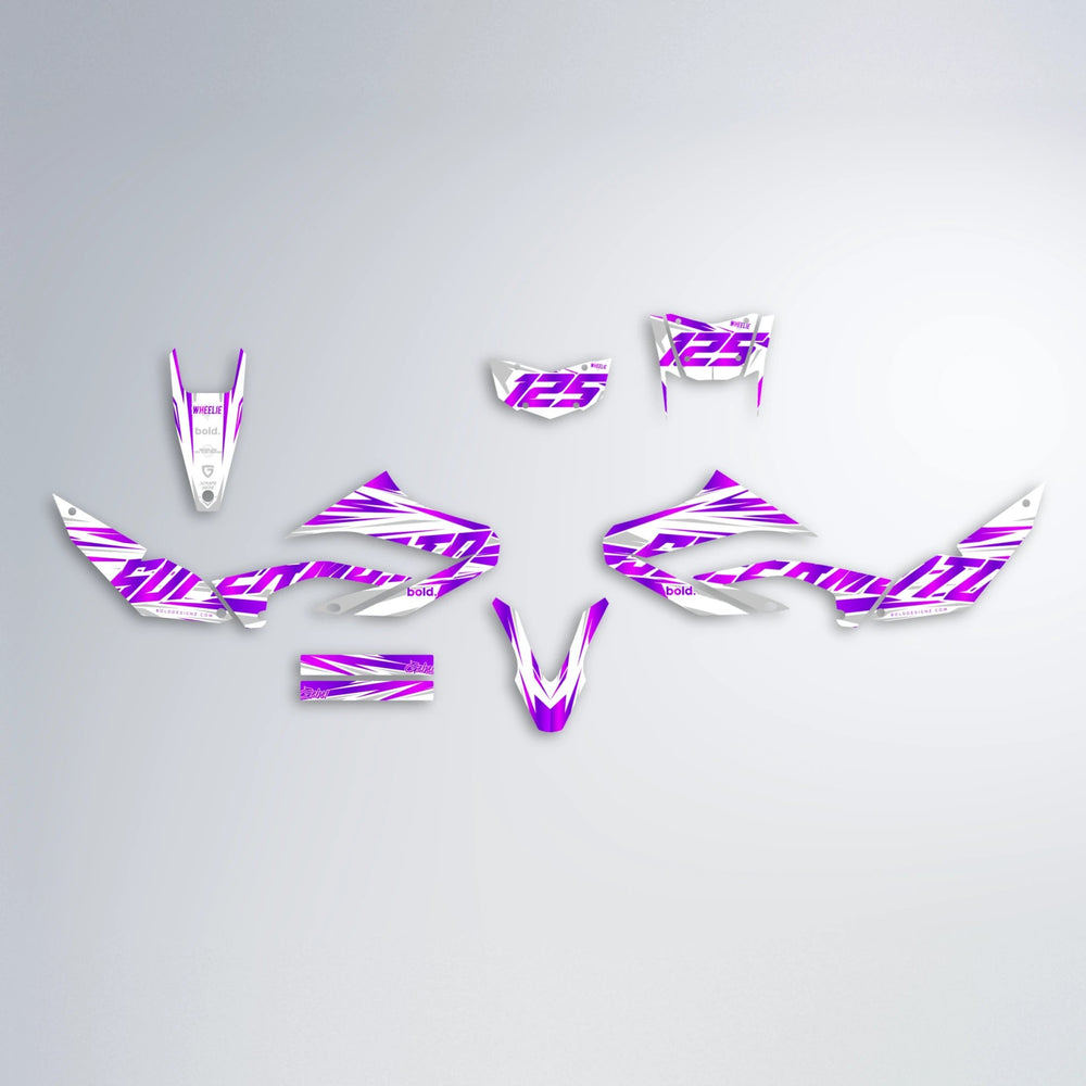 GEBEL V4 Yamaha WR 125X graphics kit parts layout in Custom Colour