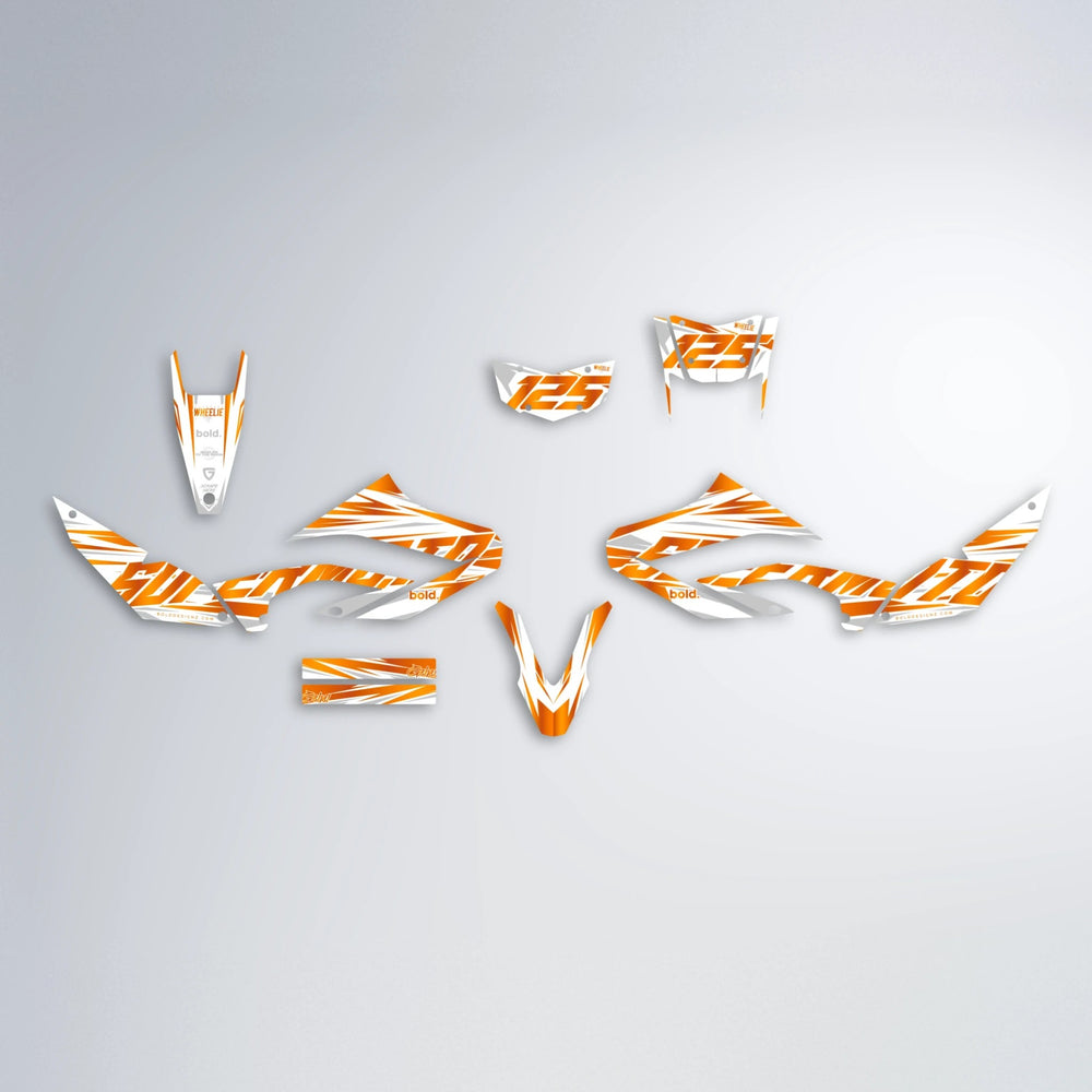 GEBEL V4 Yamaha WR 125X graphics kit parts layout in Orange