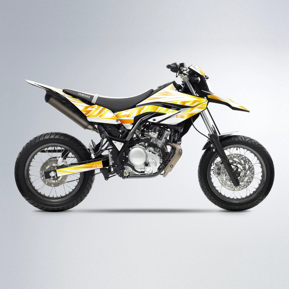 GEBEL V4 Yamaha WR 125X supermoto graphics kit in Orange & Yellow