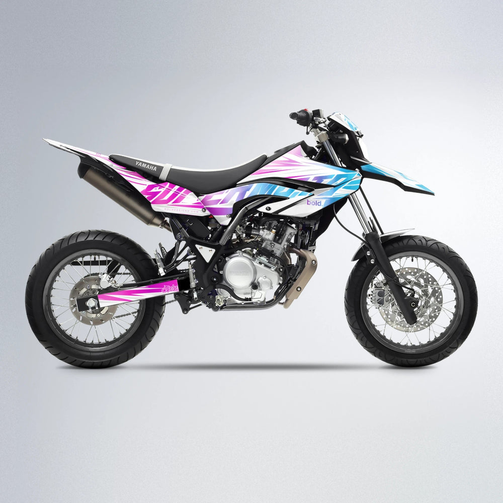GEBEL V4 Yamaha WR 125X supermoto graphics kit in Pink & Light Blue