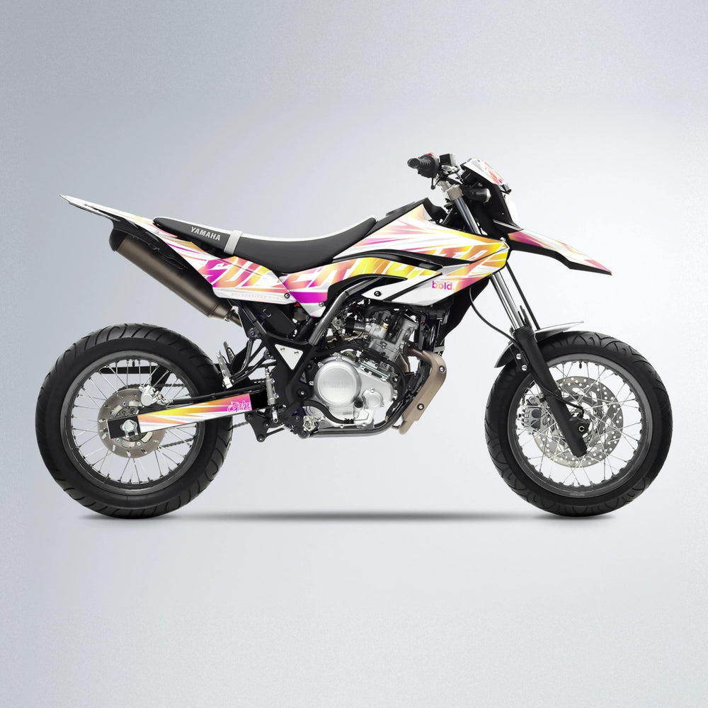 GEBEL V4 Yamaha WR 125X supermoto graphics kit in Pink & Yellow