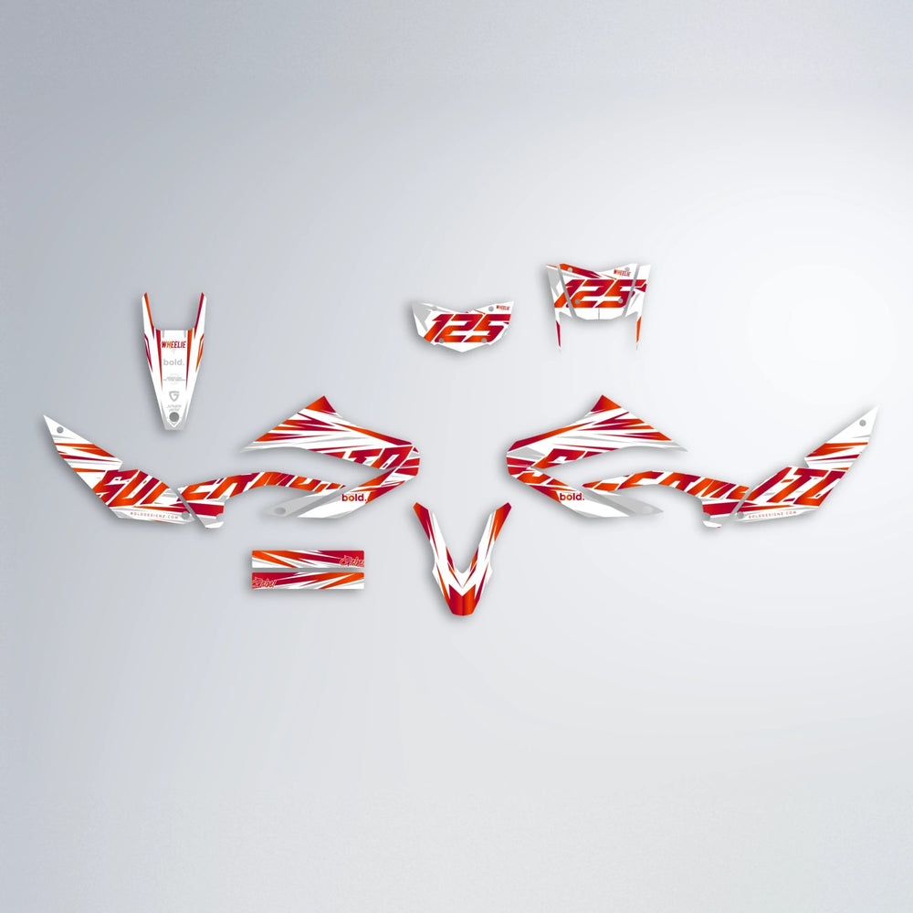 GEBEL V4 Yamaha WR 125X graphics kit parts layout in Red