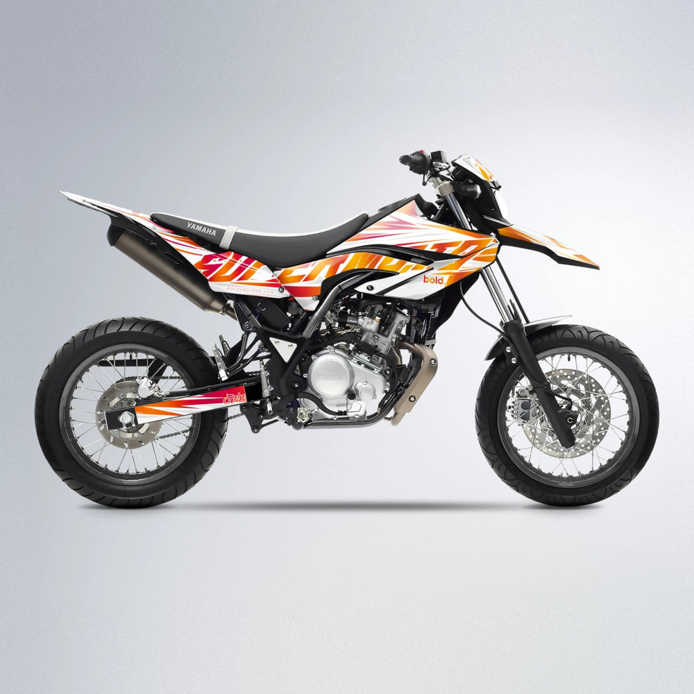 GEBEL V4 Yamaha WR 125X supermoto graphics kit in Red & Orange