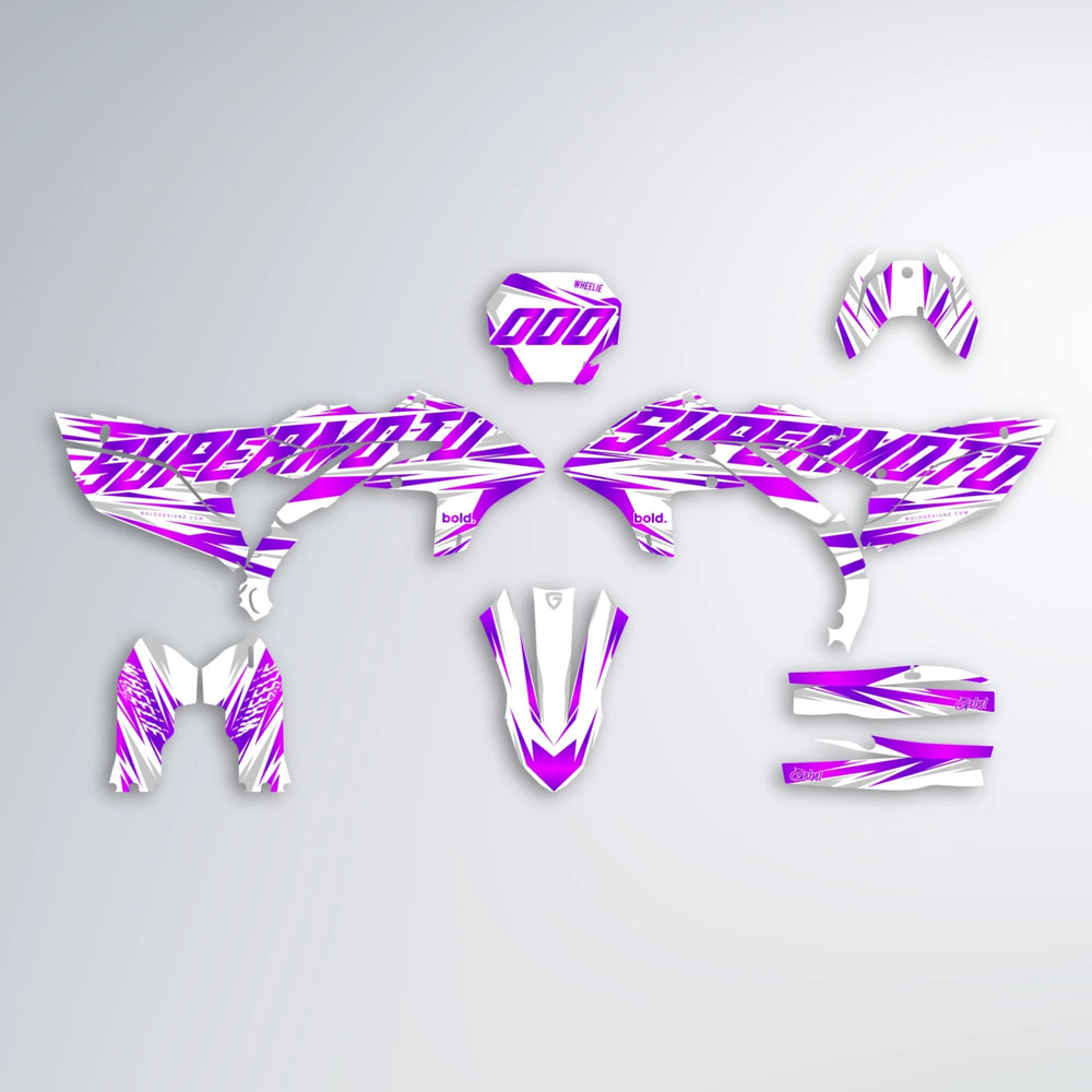 GEBEL V4 Yamaha YZF MX graphics kit parts layout in Custom Colour