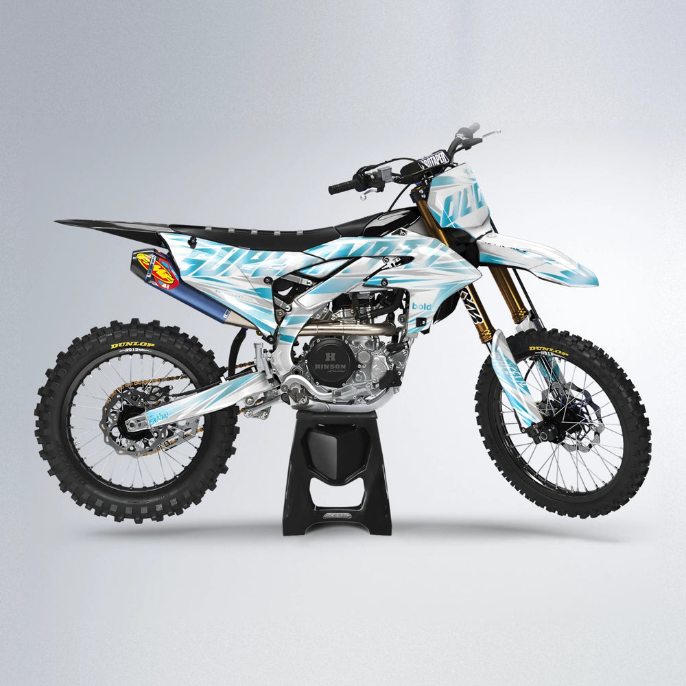 GEBEL V4 Yamaha YZF MX motocross graphics kit in Light Blue & White