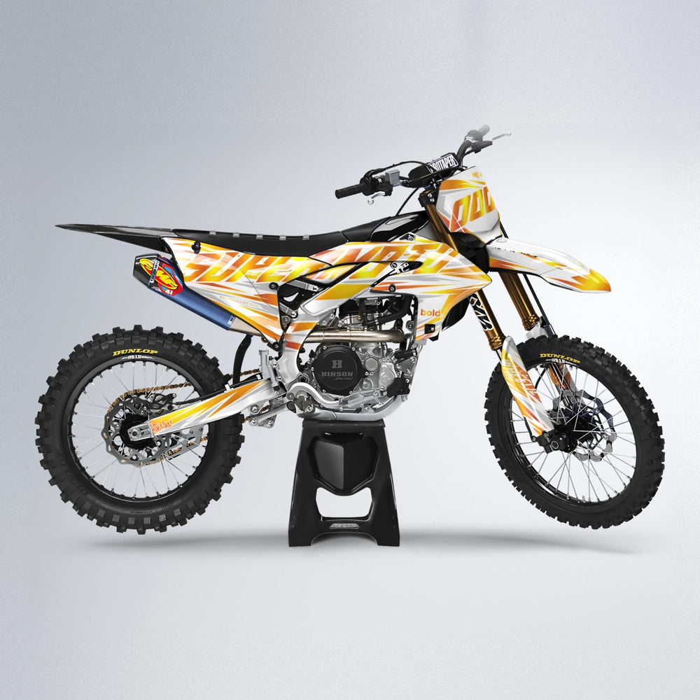 GEBEL V4 Yamaha YZF MX motocross graphics kit in Orange & Yellow