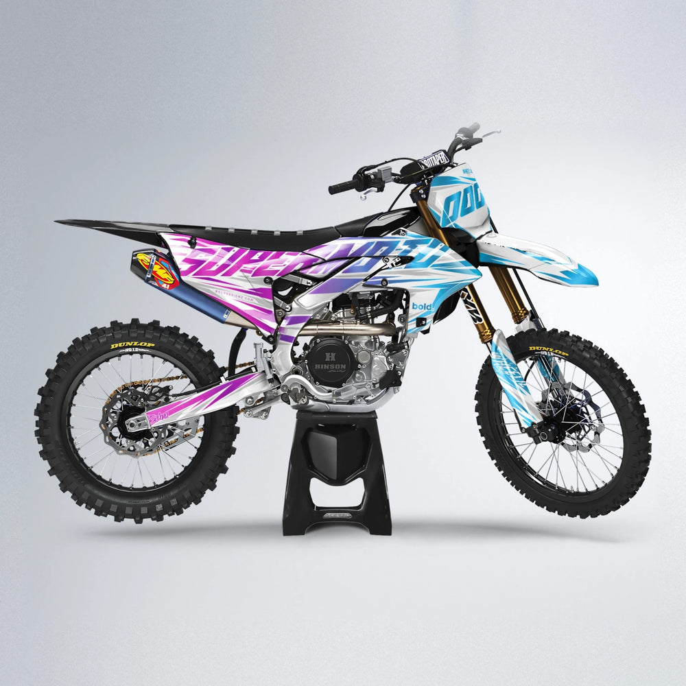 GEBEL V4 Yamaha YZF MX motocross graphics kit in Pink & Light Blue