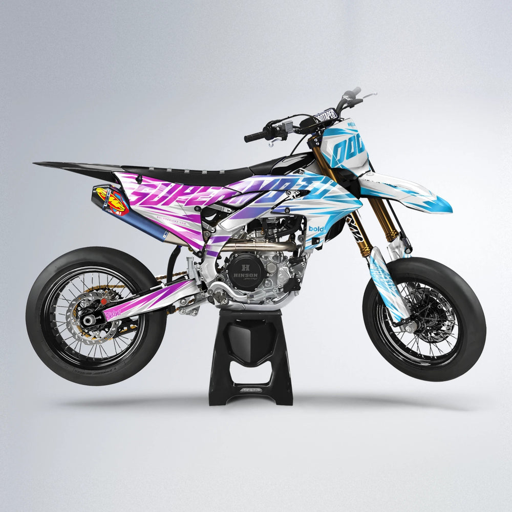 GEBEL V4 Yamaha YZF SM supermoto graphics kit in Pink & Light Blue