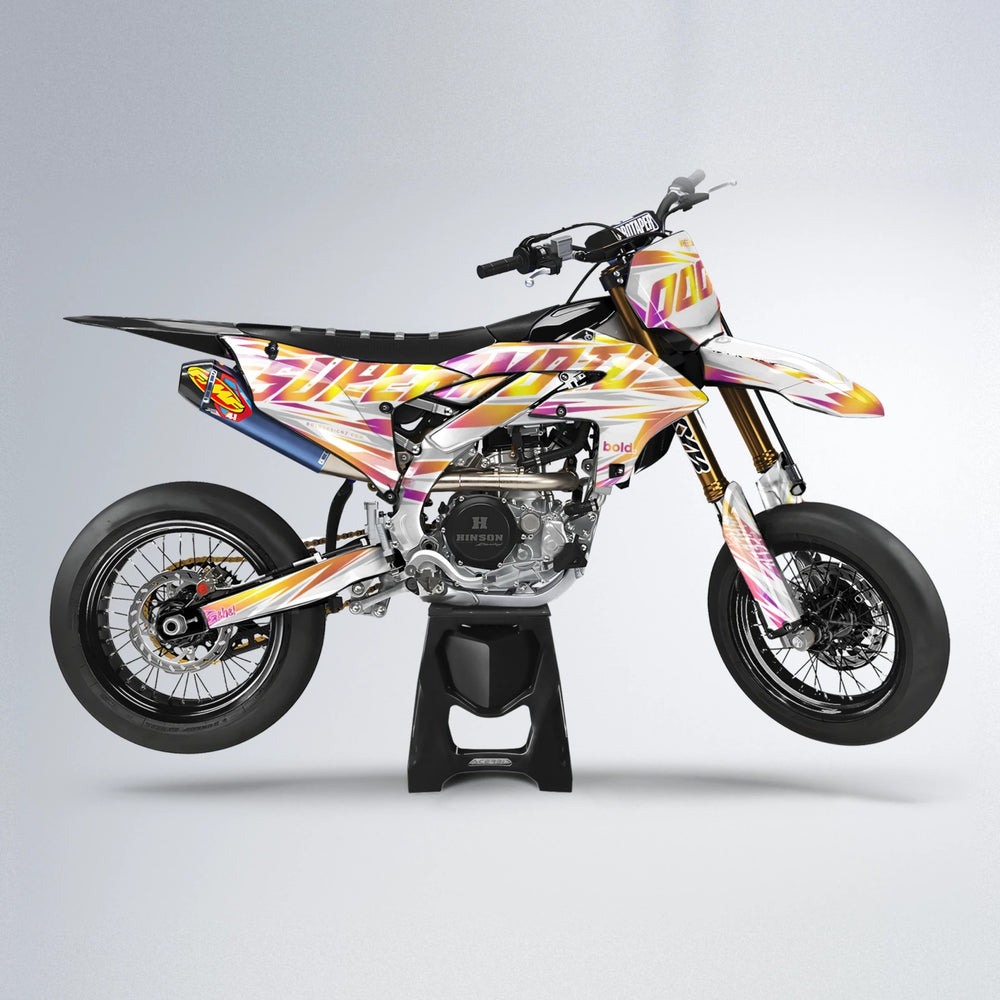 GEBEL V4 Yamaha YZF SM supermoto graphics kit in Pink & Yellow