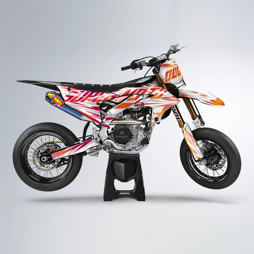 GEBEL V4 Yamaha YZF SM supermoto graphics kit in Red & Orange