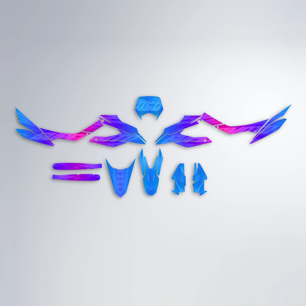 GEBEL V5 Aprilia SX 125 graphics kit parts layout in Blue Purple Fade