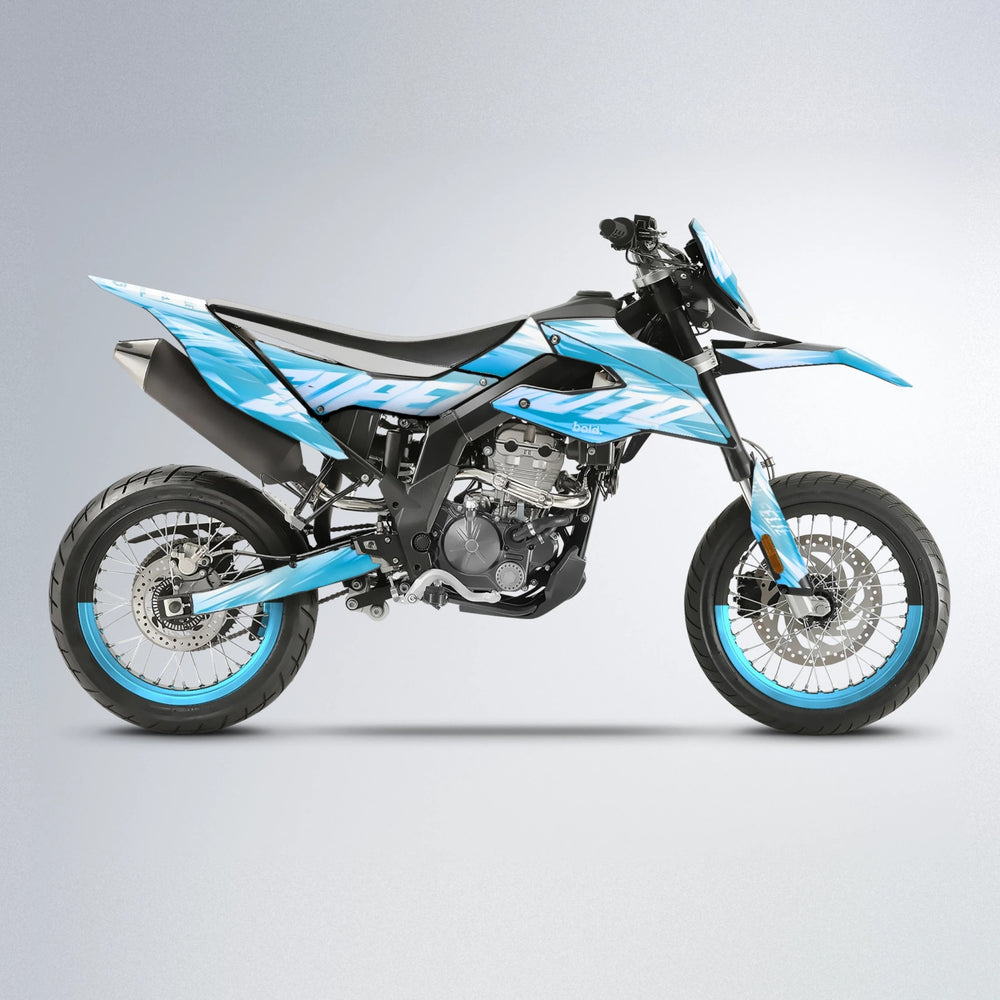 GEBEL V5 Aprilia SX 125 supermoto graphics kit in Light Blue & White