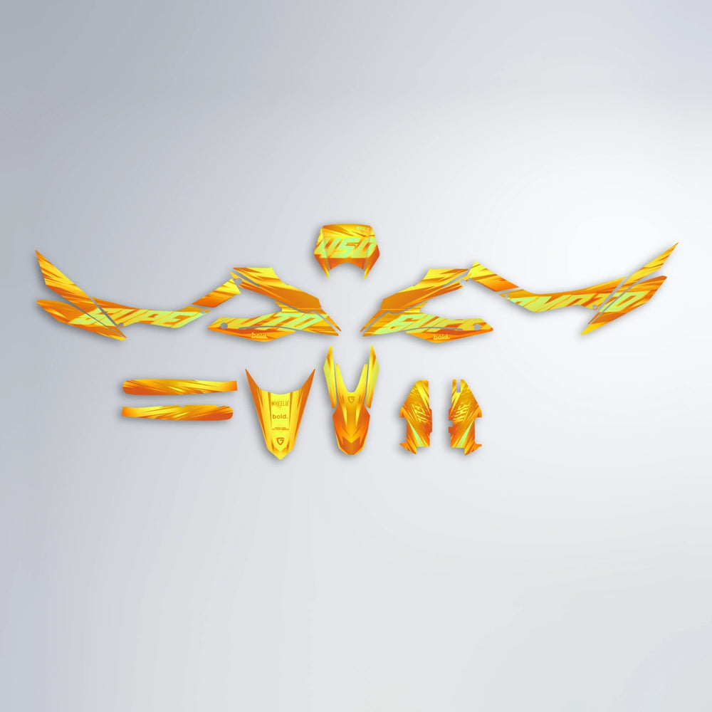 GEBEL V5 Aprilia SX 125 graphics kit parts layout in Orange & Yellow