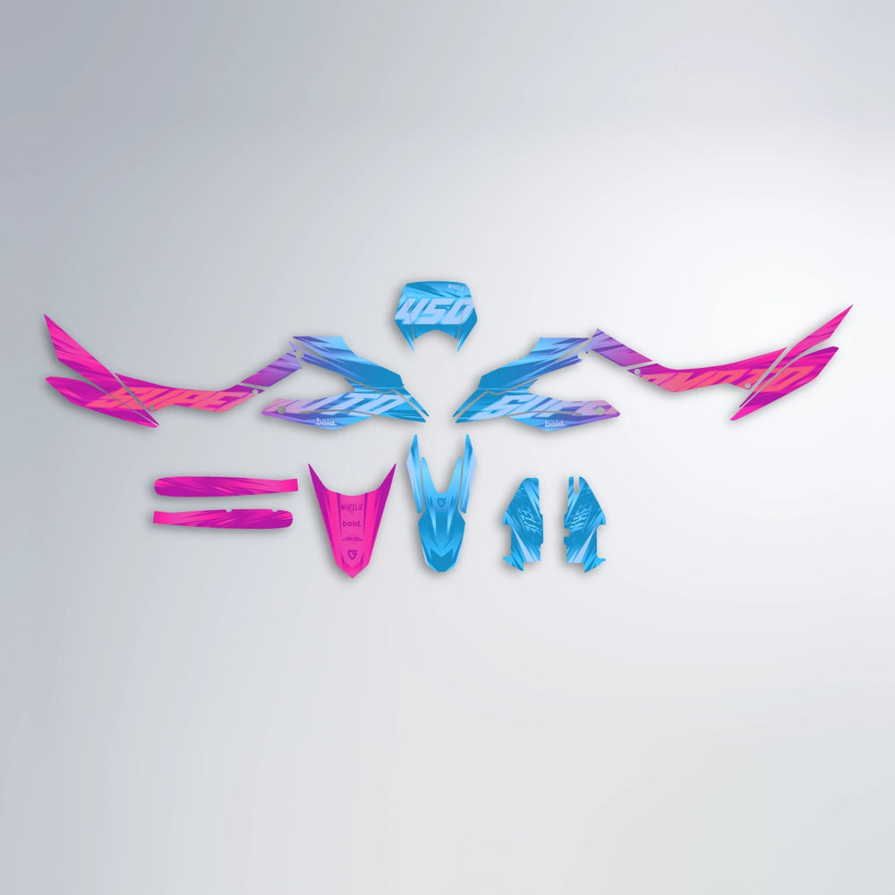GEBEL V5 Aprilia SX 125 graphics kit parts layout in Pink & Light Blue
