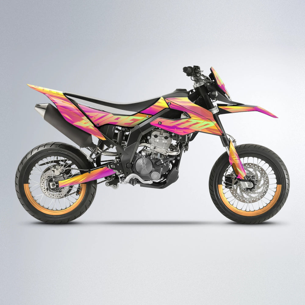 GEBEL V5 Aprilia SX 125 supermoto graphics kit in Pink & Yellow