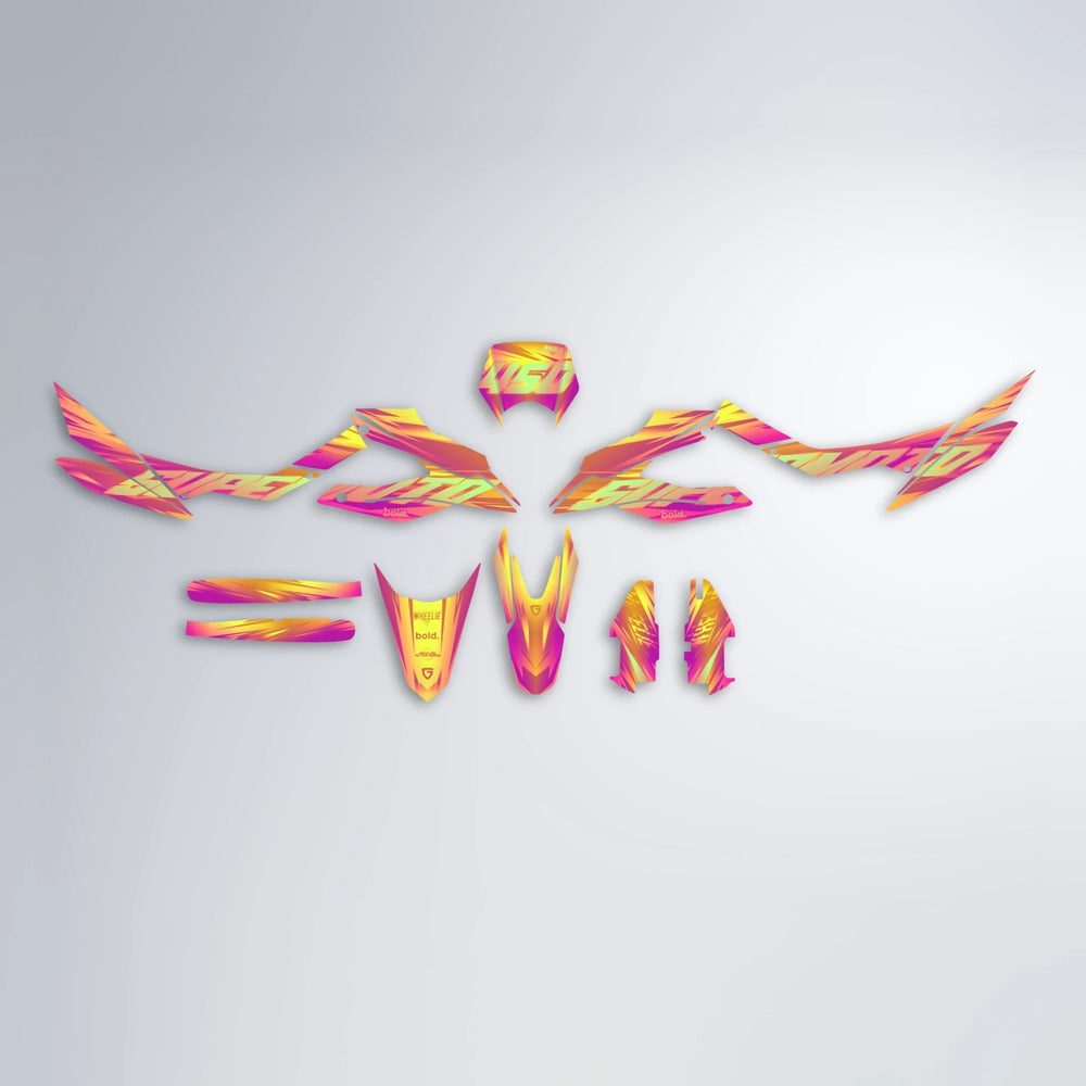 GEBEL V5 Aprilia SX 125 graphics kit parts layout in Pink & Yellow