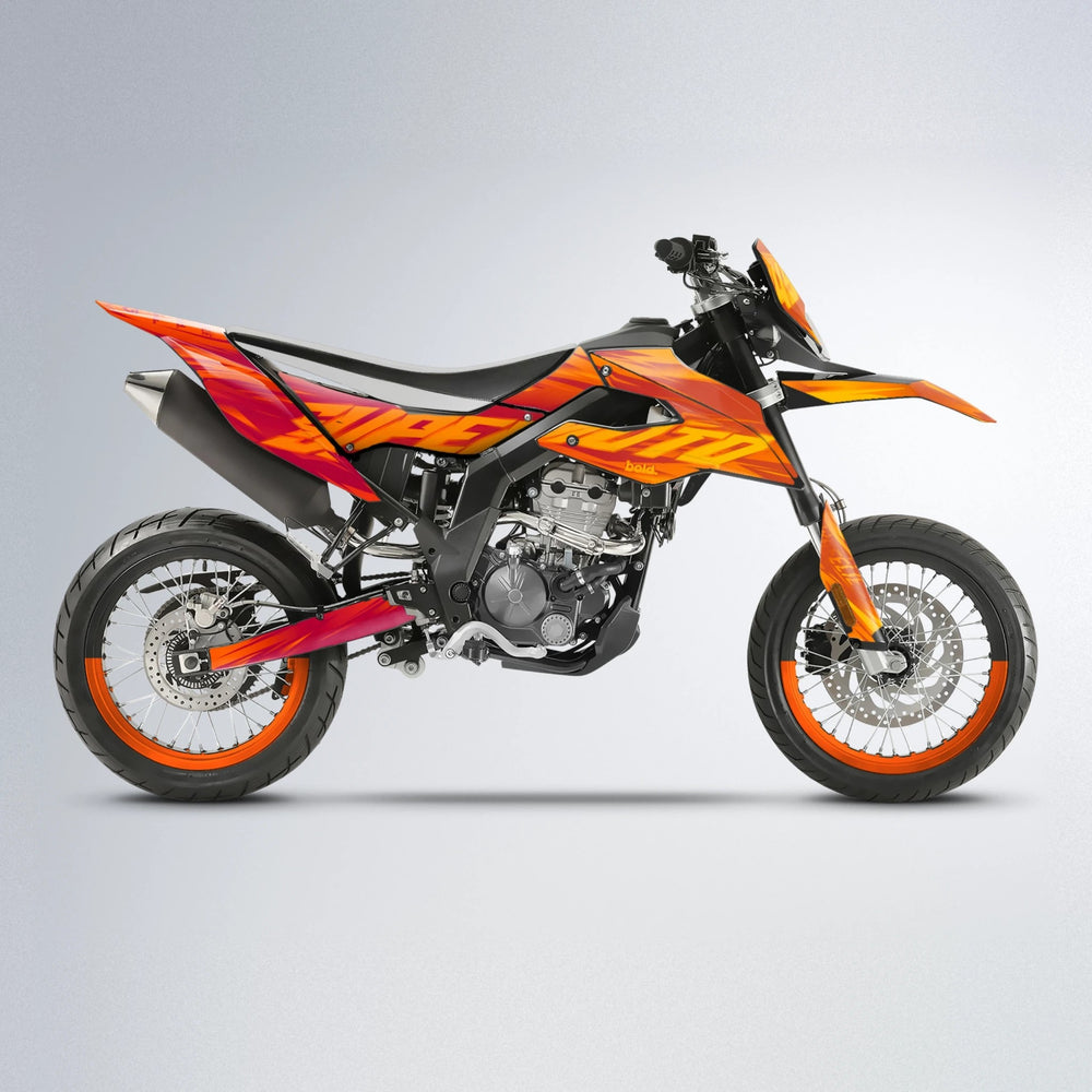 GEBEL V5 Aprilia SX 125 supermoto graphics kit in Red & Orange