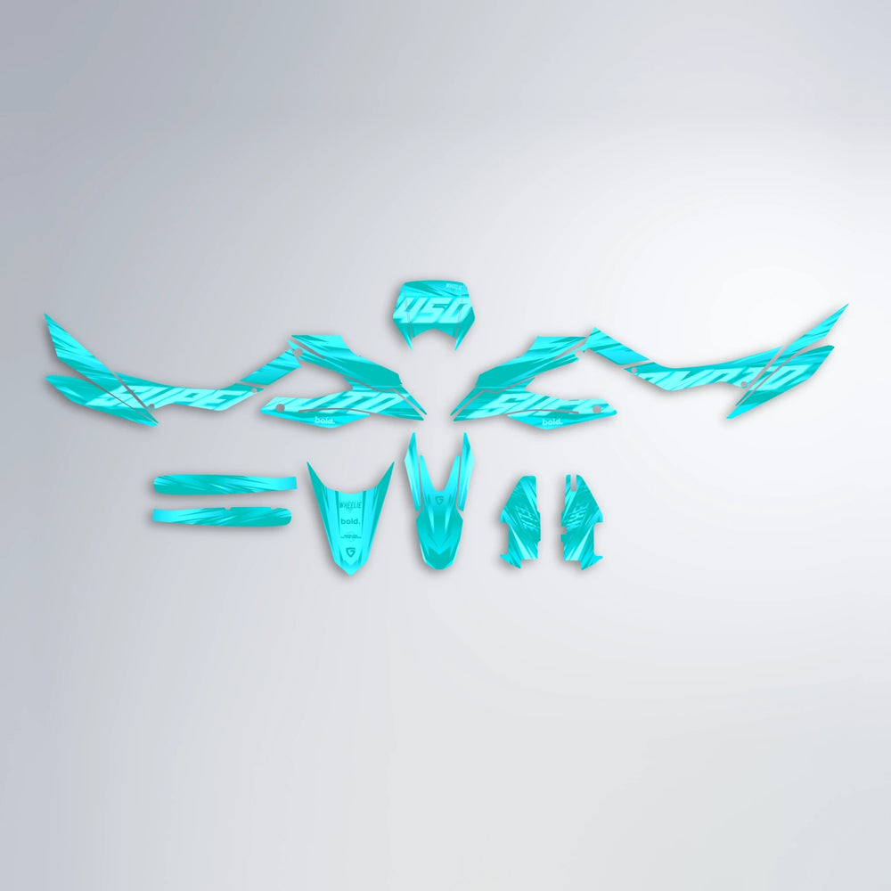 GEBEL V5 Aprilia SX 125 graphics kit parts layout in Teal