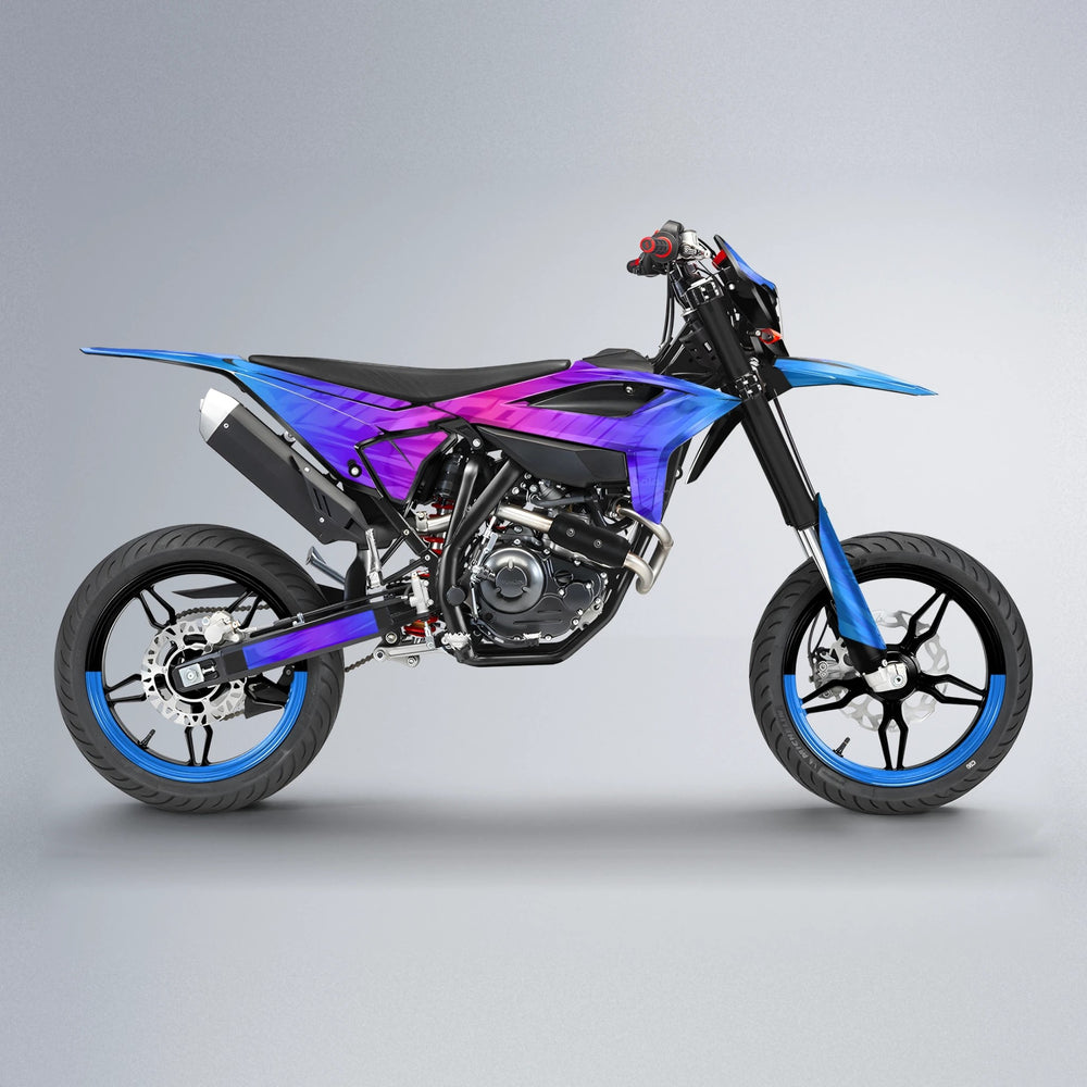 GEBEL V5 Beta supermoto graphics kit in Blue Purple Fade