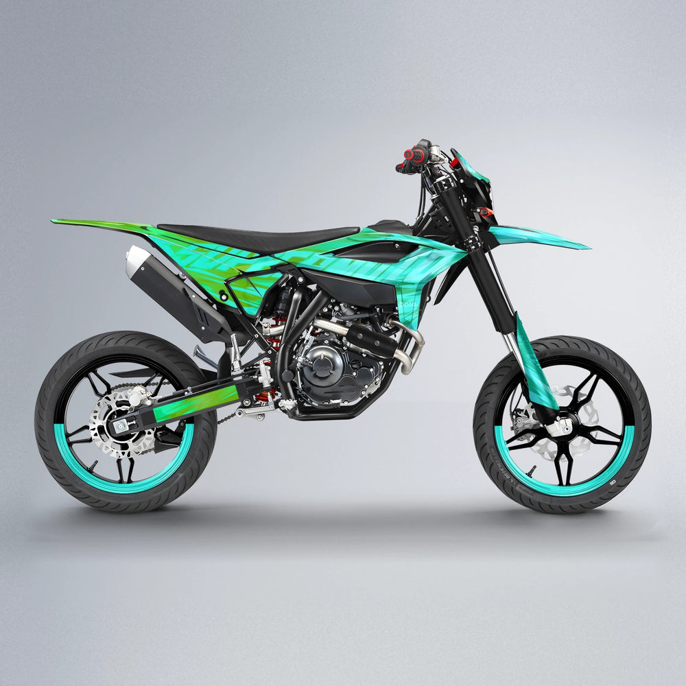 GEBEL V5 Beta supermoto graphics kit in Cyan & Green